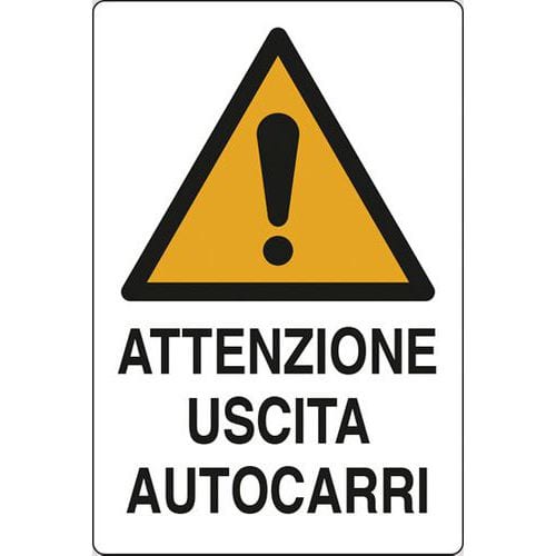 Cartello di pericolo - Attenzione uscita autocarri