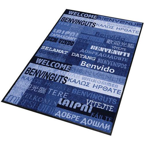 Tappeto da ingresso decorativo per aree a passaggio pedonale poco intenso New Welcome blu - Notrax