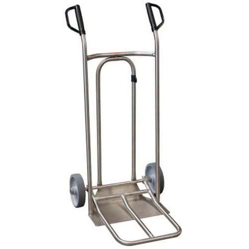 Carrello in acciaio inox 250 kg - Ruote in gomma - Pala fissa e ripiegabile