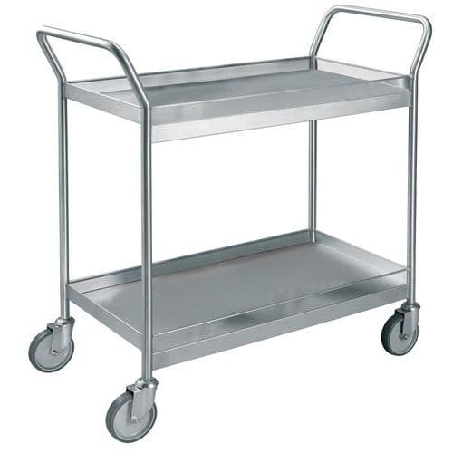 Carrello inox con ringhierine - 2 ripiani - Portata 300 kg