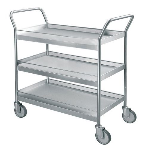 Carrello inox con ringhierine - 3 ripiani - Portata 300 kg