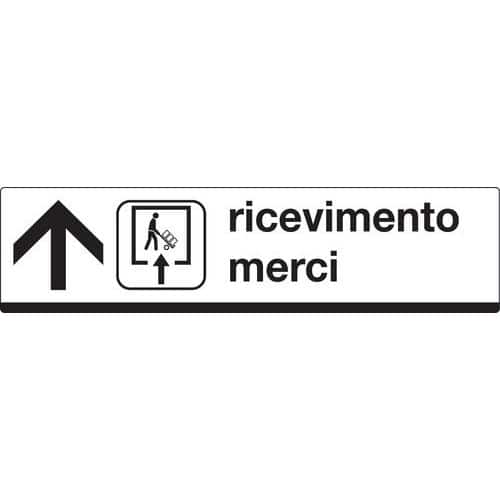 Cartello di indicazione - Ricevimento merci (con freccia avanti)