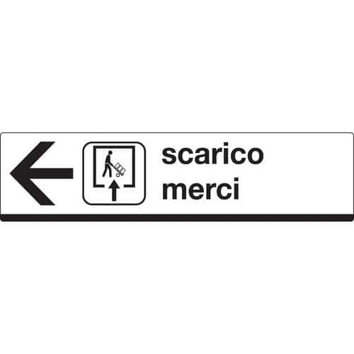 Cartello di indicazione - Scarico merci (con freccia a sinistra)