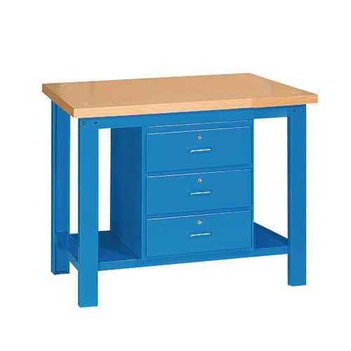 Banchi monoblocco Classic Linea Blu 3 cassetti - Larghezza 150 cm - Piano in legno