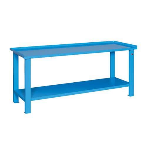 Banco monoblocco Classic Linea Blu senza cassetti - Larghezza 200 cm - Piano in lamiera