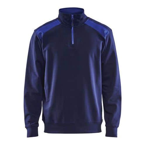 Half-zip 2-tone  Blu marino/Blu fiordaliso