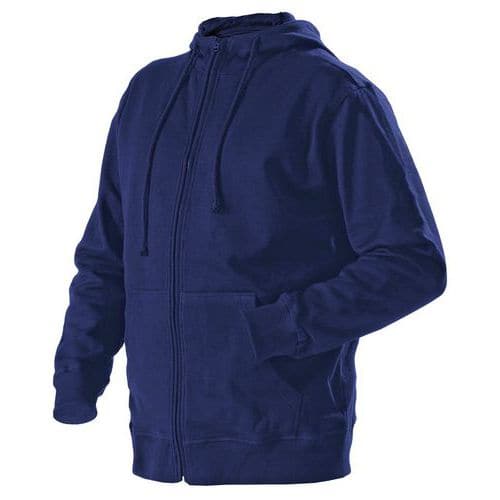 Felpa con cappuccio, a zip Blu marino