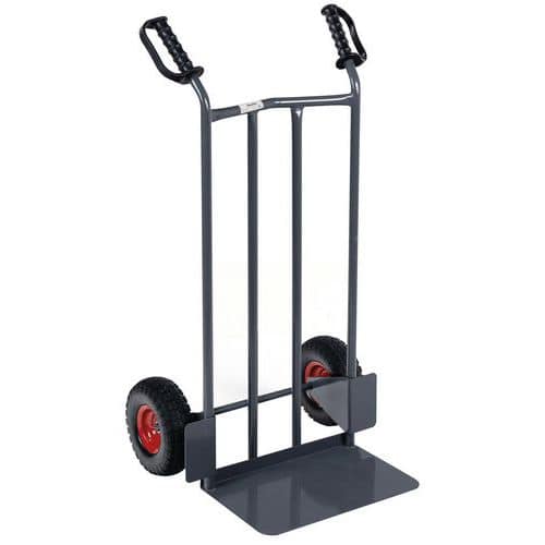 Carrello in acciaio 250 kg con pala fissa - Ruote antiforatura - Manutan Expert