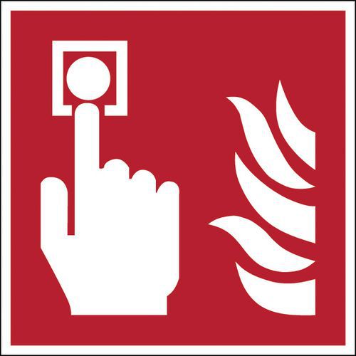 Cartello di sicurezza antincendio - quadrato - Pulsante d'allarme antincendio - Fotoluminescente rigido