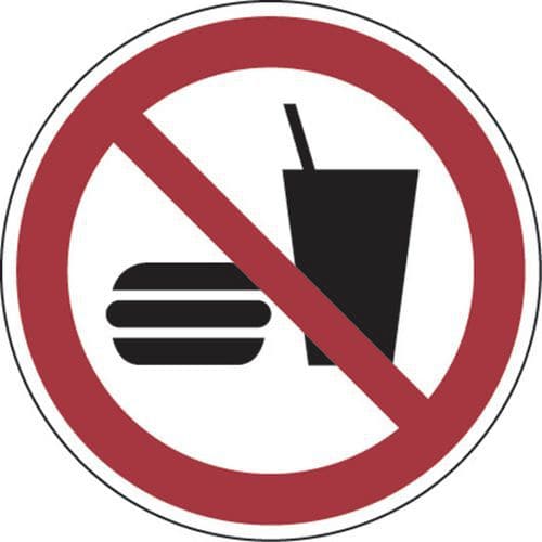 Cartello di divieto - Divieto di consumare alimenti o bevande - Alluminio - Rotondo