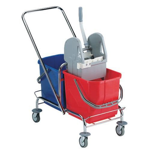 Carrello cromato con doppio secchio - 30 e 50 L