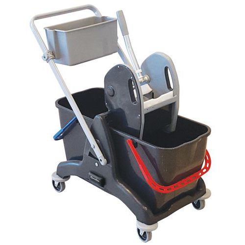 Carrello per pulizie con strizzatore - 2x15 L - Manutan Expert