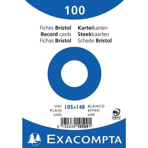 Confezione da 100 schede con pellicola bristol a tinta unita 105 x 148 mm