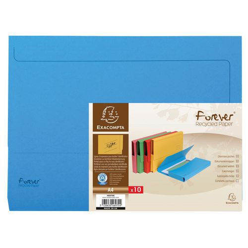 Confezione da 5 cartellette con tasca colori accesi forever® - 24,5 x 32,5 cm