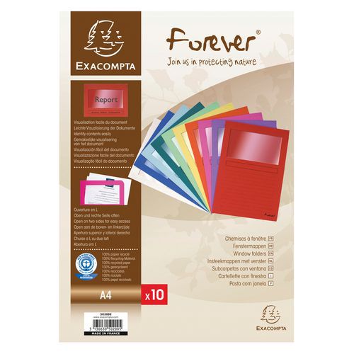 Confezione da 10 cartellette con finestrella forever® - 22 x 31 cm