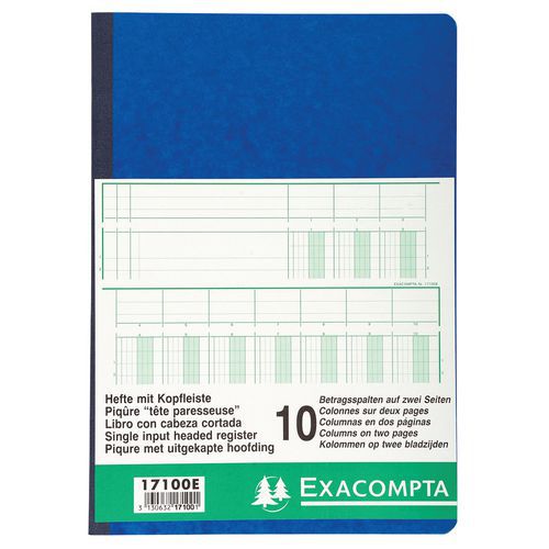 Registro 29,7x21cm intestazione fissa 10 colonne su 2 pagine