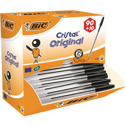 Penna a sfera con cappuccio Cristal - Confezione da 90 + 10 omaggio - Bic®