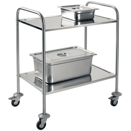 Carrello in inox - 2 ripiani - Portata 60 kg