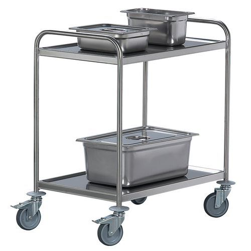 Carrello inox - 2 pianali - Portata 120 kg