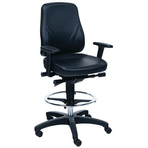 Sedia da officina ergonomica alta su rotelle autobloccanti - Manutan Expert