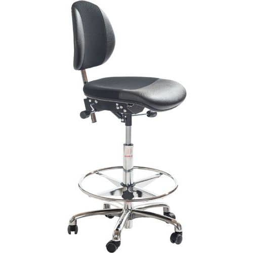 Sedia da officina DUO - Similpelle e tessuto 3D - Alta - Global Professional Seating