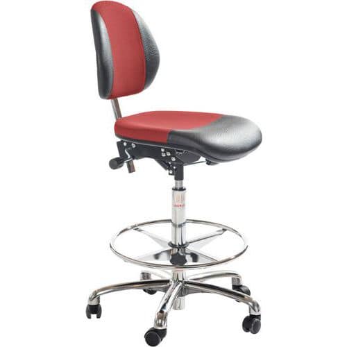 Sedia da officina DUO - Similpelle e tessuto 3D - Alta - Global Professional Seating