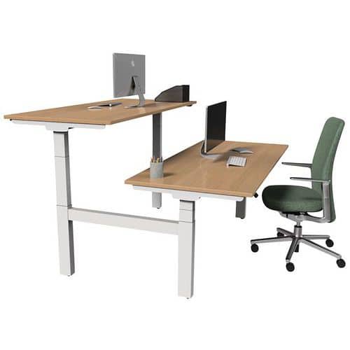 Scrivania dritta Bench ergonomica con collegamenti elettrici 2 postazioni - Kelli