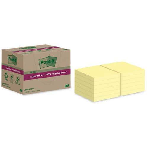 Super Sticky riciclato 76x76mm 12 blocchetti giallo Post-it®