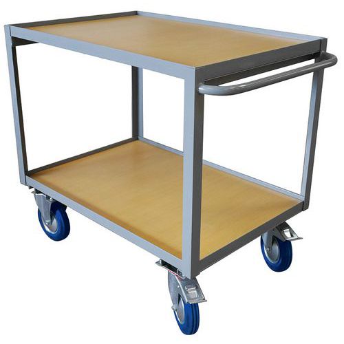 Carrello per officina a 2 ripiani in legno - Portata da 200 a 500 kg