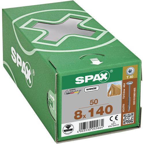 Scatola da 50 viti per legno con testa piana TX Ø 8mm - Spax