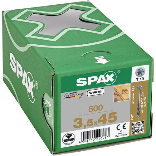 Scatola da 500 viti da pavimento a testa svasata TX Ø 3,5 mm - Spax