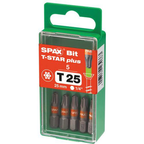 Set di 5 punte per cacciavite T25 per viti T-Star Plus (TX) - Spax