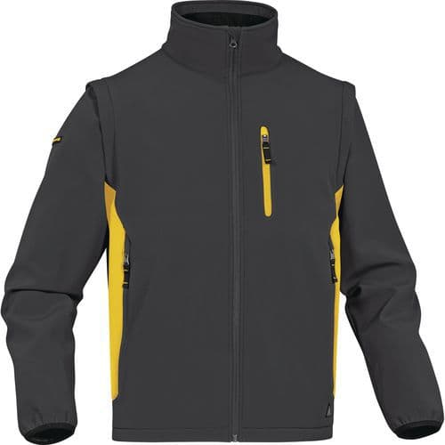 Giacca Softshell con maniche staccabili MYSEN2 - Grigio/giallo