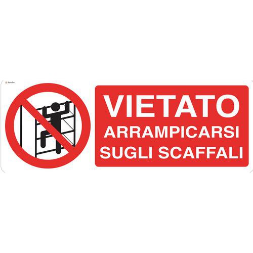 Cartello di divieto - Vietato arrampicarsi sugli scaffali