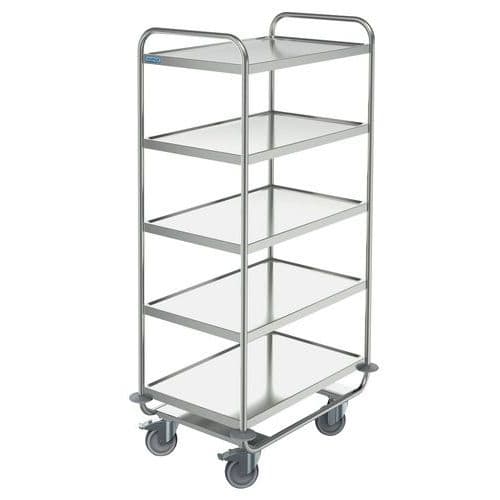 Carrello di servizio in inox 18/10 - 5 ripiani - Portata da 150 kg a 200 kg