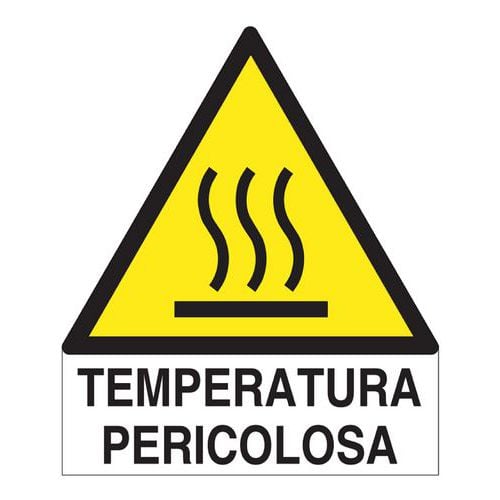 Cartello di pericolo - Temperatura pericolosa (con scritta)