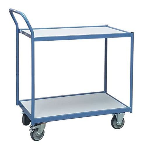 Carrello per officina 2 ripiani - Portata 250 kg con barra di spinta - Fimm