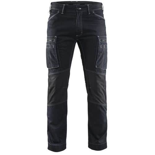 Pantaloni Service con inserti stretch Blu marino/Nero