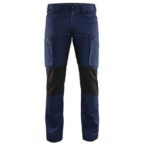 Pantaloni Service con inserti stretch Blu marino/Nero