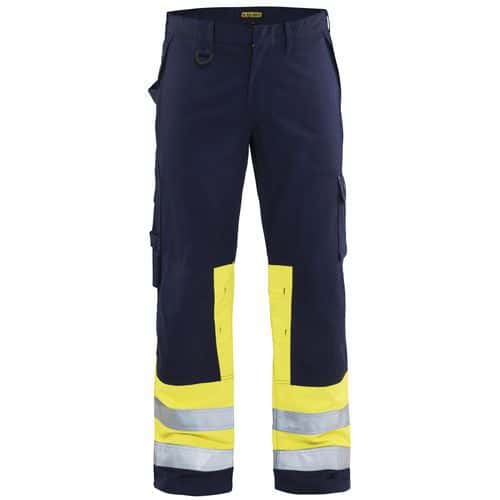 Pantaloni multinorma blu marina/giallo fluo