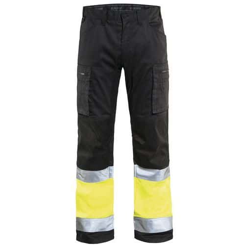 Pantalone da artigiano stretch alta visibilità nero/giallo fosforescente