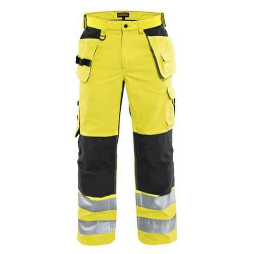 Pantalone artigiano traspirante alta visibilità giallo fosforescente/nero