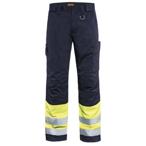 Pantaloni invernali multinorma blu marina/giallo fluo