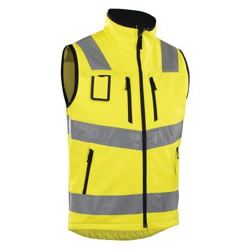 Gilet softshell ad alta visibilità giallo fluorescente