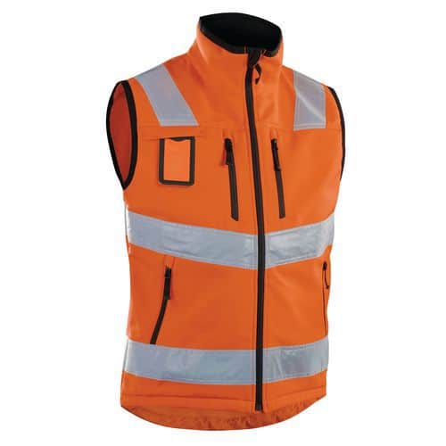 Gilet softshell ad alta visibilità arancione fluorescente