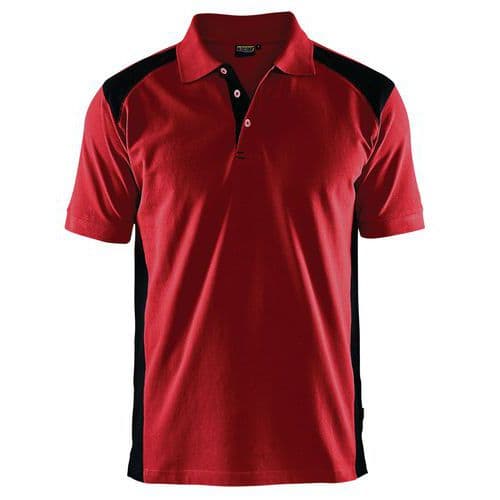 Polo in piqué rosso e nero