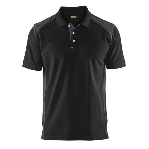 Polo piqué nera/grigio scuro