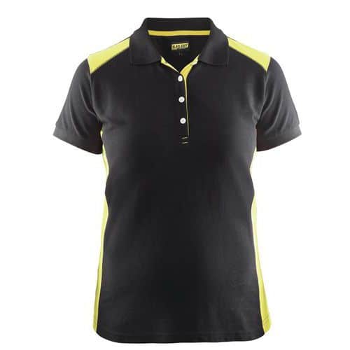 Polo donna nero/giallo fluorescente