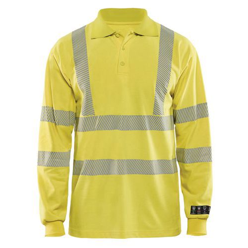 Polo in piqué a maniche lunghe multinorma giallo fluo