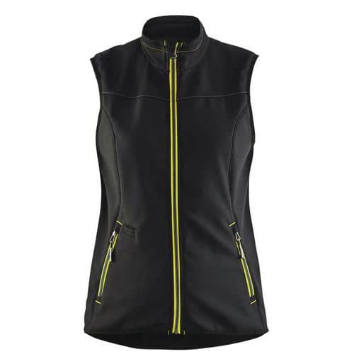 Gilet donna softshell senza maniche nero/giallo